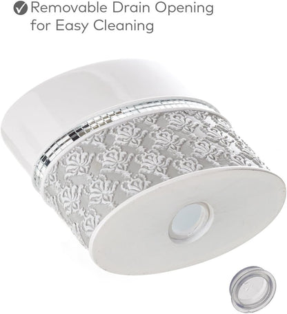 Creative Scents Mirror Damask Toothbrush Holder for Bathroom - Gray & White Toothbrush and Toothpaste Holder - Decorative Toothbrush Cup for Bathroom Holds Multiple Standard Or Electric Toothbrushes