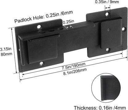 7.5'' Flip Gate Latch Lock with Padlock Hole 4mm Heave Duty Carbon Steel Adjustable Barn Door Lock Safety Gate Hardware for Ourdoor Wooden Fence, Cabinet, Shed, Sliding Doors