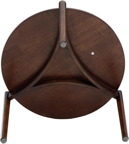 Wooden Round Modern Nesting Coffee Set of 2, Round End Table Side Table, Stacking Living Room Accent Tables for for Living Room Bedroom Balcony, Walnut