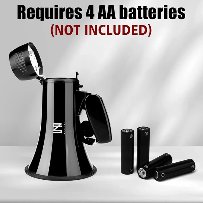 20W Megaphone Bullhorn Speaker with LED, | Loud Spekaer with Siren, Recording and 3.5mm Aux Interface | Mega Phone Design for Outdoors and Safety Drills（Black）