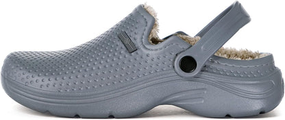 Womens Mens Fur Lined Clogs Waterproof Garden Shoes Winter Warm Fleece Lining Fuzzy House Home Slippers Indoor Outdoor Mules