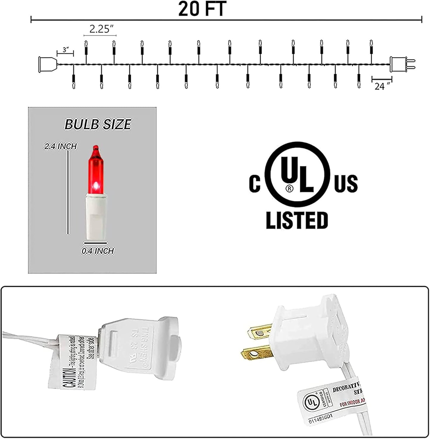 Dazzle Bright 4th of July Lights, 20FT 100 Count Independence Day Mini String Lights Plug in Waterproof Christmas for Outdoor Indoor Home Party Decorations, Red Blue and White