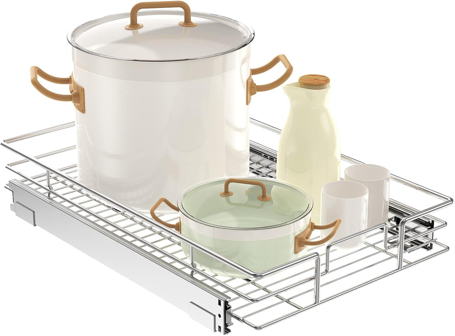 LOVMOR Pull Out Cabinet Organizer 14"W x 21"D, Kitchen Cabinet Pull Out Shelves Slide Out Storage