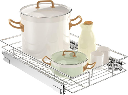 LOVMOR Pull Out Cabinet Organizer 15½" W x 21½" D, Kitchen Cabinet Pull Out Shelves Slide Out Storage