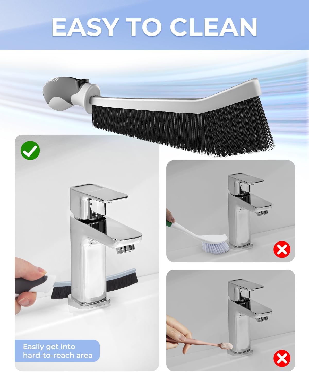 Crevice Cleaning Brushes, Scrub Brush for Hard to Reach Small Space, Home Essentials, Cleaning Supplies, Cleaning Tools for Household Use, Bathroom, Shower, Kitchen, Toilet, Window (3, Green)