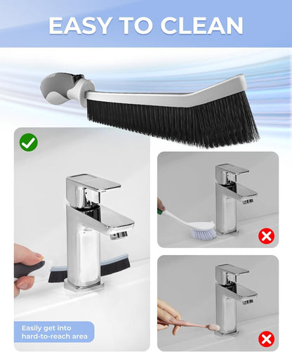 Crevice Cleaning Brushes, Scrub Brush for Hard to Reach Small Space, Home Essentials, Cleaning Supplies, Cleaning Tools for Household Use, Bathroom, Shower, Kitchen, Toilet, Window (3, Black)