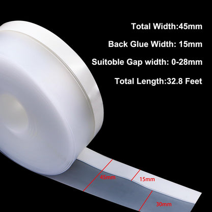 FOURGUN Silicone Weather Stripping Seal Door Tape 45 MM * 33FT Insulates Soundproofs Perfect for Door Frames Windows Bathroom Shower Glass Gaps Blocks Cold Air Rain