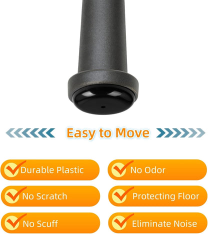 Wrought Iron Patio Furniture Feet Caps - Furnigear 1-1/2" Round Plastic Outdoor Chair Leg Caps, Floor Protectors for Metal Chairs & Tables, Patio Furniture Replacement Rubber Feet (24 Pack, Black)