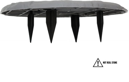 Ei Circular 15.5” Stepping Stones with Ground Stakes - Home or Garden Step Stones for Outdoor Walkway or Pathway Pavers - Resin Material (8, Light Grey Stone)