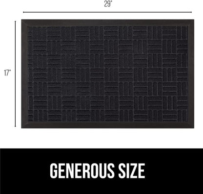 GORILLA GRIP 100% Waterproof All-Season WeatherMax Doormat US Designed Natural Rubber, Stain and Fade Resistant, Low Profile Indoor Outdoor Door Mats, Easy Clean Patio Mat, 17x29, Midnight Maze