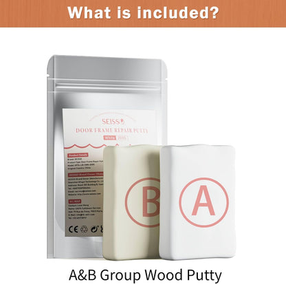 SEISSO Epoxy Putty Filler for Door Frame Repair, 200g/7.05 Oz Fast Repair AB Epoxy Putty, Wood Repair Putty for Cracks, Holes, Wooden Furniture, Cabinets & Composite Panels, Paintable & Stainable