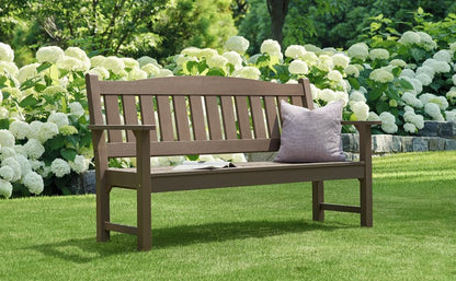 Psilvam 3-Person Outdoor Memorial Bench, All-Weather Poly Lumber Garden Bench, Rot-Resistant Outdoor Patio Bench for Park,Porch,and Church(Brown)