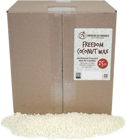 American Soy Organics Freedom Coconut Soy Wax Beads for Candle Making - Natural Candle Making Supplies - Paraffin-Free,Beeswax-Free Coconut Candle Wax for Container Candles,Tealights, Wax Melts 25 lbs