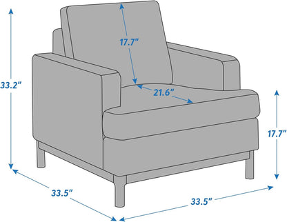 Oversized Accent Chair, Mid Century Modern Upholstered Armchair for Living Room, Comfy Chair for Bedroom Reading Chair, Single Sofa for Small Space with Rubberwood Base