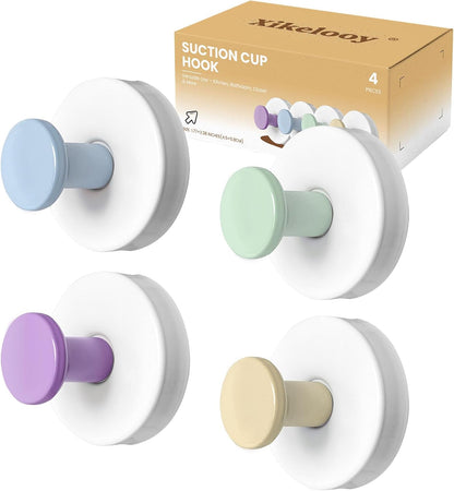 4 Pcs Suction Cup Hook for Shower，304 Stainless Steel Removable Hooks，Towel Hook，Suction Hook for Bathroom, Bedroom, Glass Window