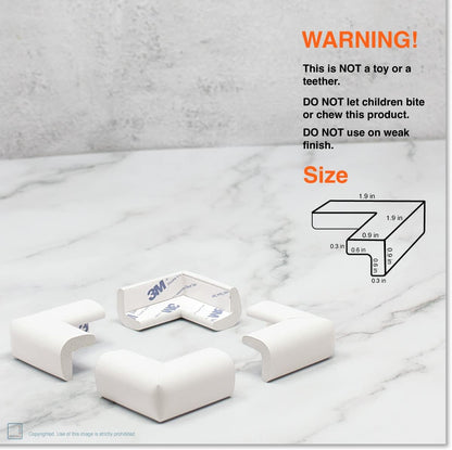 Roving Cove Slim-Fit Corner Protector for Baby Proofing (8 Small Corners), Soft Rubber Foam Furniture Corner Bumper Guards, 3M Adhesive Pre-Taped, Oyster White (Off White)