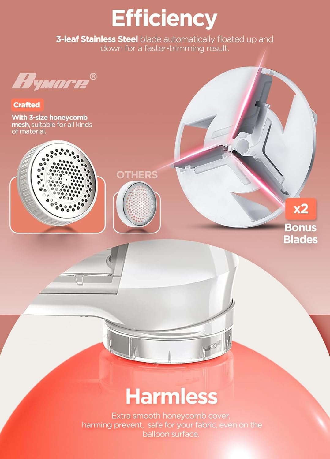 Bymore Fabric Shaver, Lint Remover, Lint Shaver Defuzzer Sweater Shaver for Clothes and Furniture with AC Adapter Pill Fuzz Remover-White