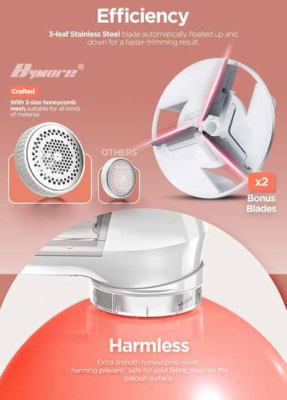 Bymore Fabric Shaver, Lint Remover, Lint Shaver Defuzzer Sweater Shaver for Clothes and Furniture with AC Adapter Pill Fuzz Remover-White
