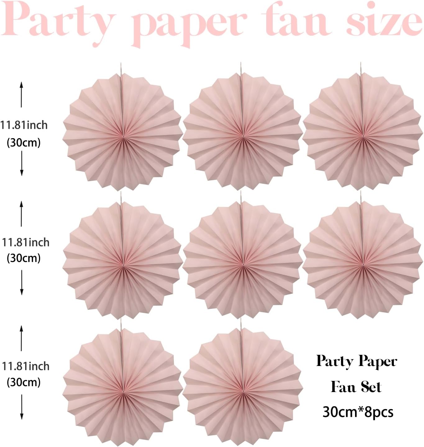 Pink Birthday Decorations,DIY Pink Paper Fans Hanging Decoration ,Party Supplies Party Fans 12in, Pink Christmas,Wedding Graduation Events Accessories 30 Color DIY Set (Baby Pink)