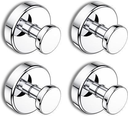 Suction Cup Hooks for Shower, Removable Towel Hooks for Bathroom Window Glass Door Wall, Bath Robe Looafh Hook for Hanging - 4 Pack, Chrome