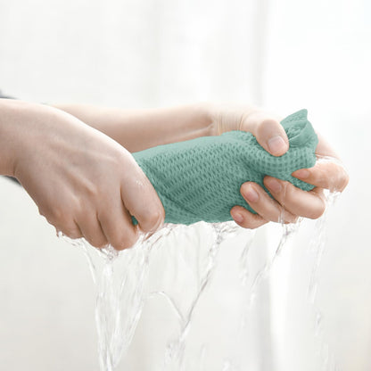 Artoid Mode 100% Cotton Light Green Waffle Weave Kitchen Dish Cloths, 13x28 Inch Ultra Soft Absorbent Quick Drying Kitchen Dish Towels Set of 4