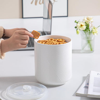 Food Storage Containers with Airtight Lids: Ceramic Canister Sets for Kitchen Countertop - Porcelain Jar for Coffee Tea Flour Sugar Rice Cookies Candy - White (75 oz)