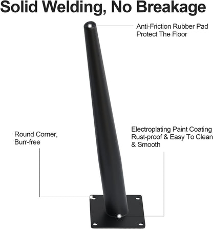 4PCS 16 Inch Matte Black Tapered Angled Legs for Furniture, Metal Mid Century Mordern Feet, Heavy Duty Slanted Stand Legs Kit for Couch, Coffee Table, Desk, Dresser, Sofa, Chair