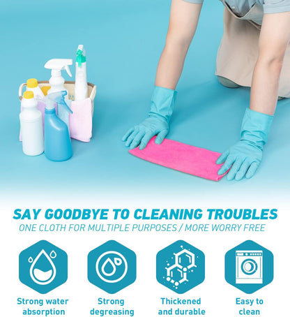 Microfiber Cleaning Cloth-50Pcs (13x13 inch) Ultra Soft Highly Absorbent Rags, Reusable and Lint Free Cleaning Towels for Housekeeping-Machine Wash (HotPink)