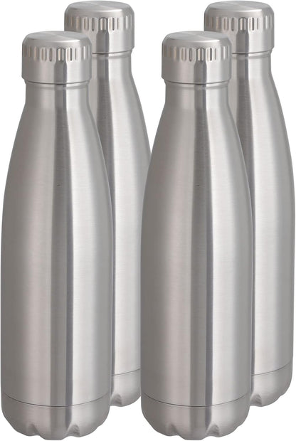 VEGOND 17oz Stainless Steel Water Bottles Bulk, Reusable Metal Sports Water Bottle Keeps Drink Hot and Cold, BPA Free Double Wall Vacuum Cola Shape Insulated Water Bottles for Camping Gym, 4 Pack