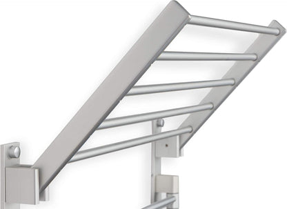 brightmaison BGT Wash Clothes Drying Rack Wall Mount Laundry Room Organizer with Hooks & Swing Arms, 17" Metal Laundry Rack Silver