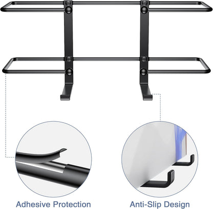 2 Pack Glove Box Dispenser Wall Mount (11.2 * 4.4in): Black Glove Holder Organizer for Disposable & Tissue Box - Organizer on Wall in Lab, Kitchen, Bathroom, Garage