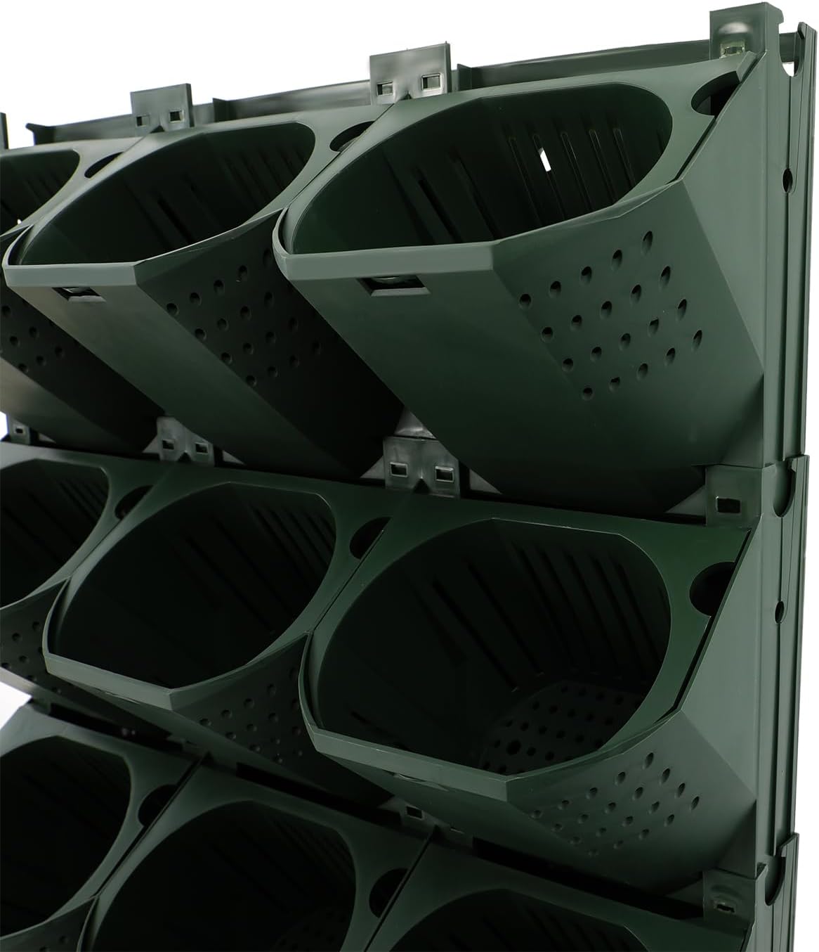 12Pieces 3-Pot Wall Planter Vertical Garden Plant Walls Wall Mounted Vertical Planter with Water-Storage Layer Stackable Wall-Mounted Flower Pot for Gardens, Balconies 180.78lbs Total Capacity (Green)