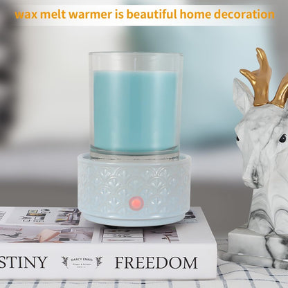 kobodon Ceramic Wax Melt Warmer - 3-in-1Electric Wax Warmer-Fragrance Candle Burner for Scented Wax Tarts and Essential Oils - Wax Melts as Gifts for Moms Grandma Women Girls（Blue）