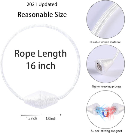 2 PCS Magnetic Curtain Tiebacks, European Style Convenient Drape Tie Backs Holdbacks for Thin or Thick Home & Office Window Draperies, No Tools Required-Wite