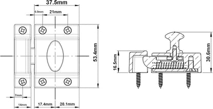 QCAA Traditional Large Oval Turn Cabinet Latch, Solid Brass, 2", for Cupboard & Other Furniture, Brushed Satin Nickel, 4 Pack, Made in Taiwan