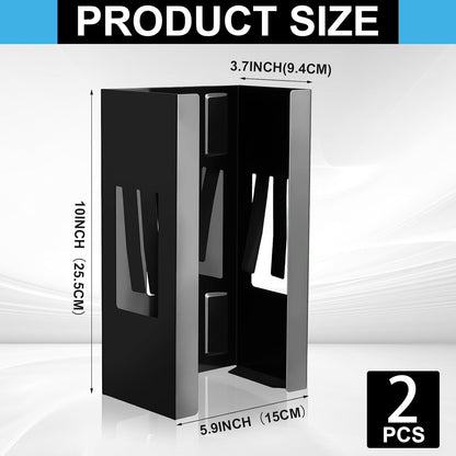 Lounsweer 2 Pcs Magnetic Glove Dispenser Holders Wall Mount Boxes of Gloves Commercial Quality Towels Wipes Paper Tissue Box Holder Kitchen Fridge Office Workshops Garage Tool Hospital(Black)