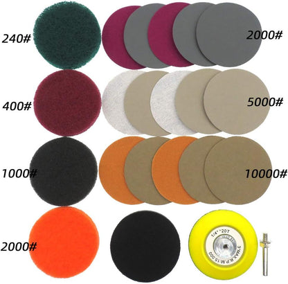 VIBRATITE Headlight Restoration kit for Electric Drill Based Car Lights DIY Polishing kit with 3 Inch Sanding Backing Pad, Mop, Drill Adapter, Sponge Buffer Pad, 21PCS