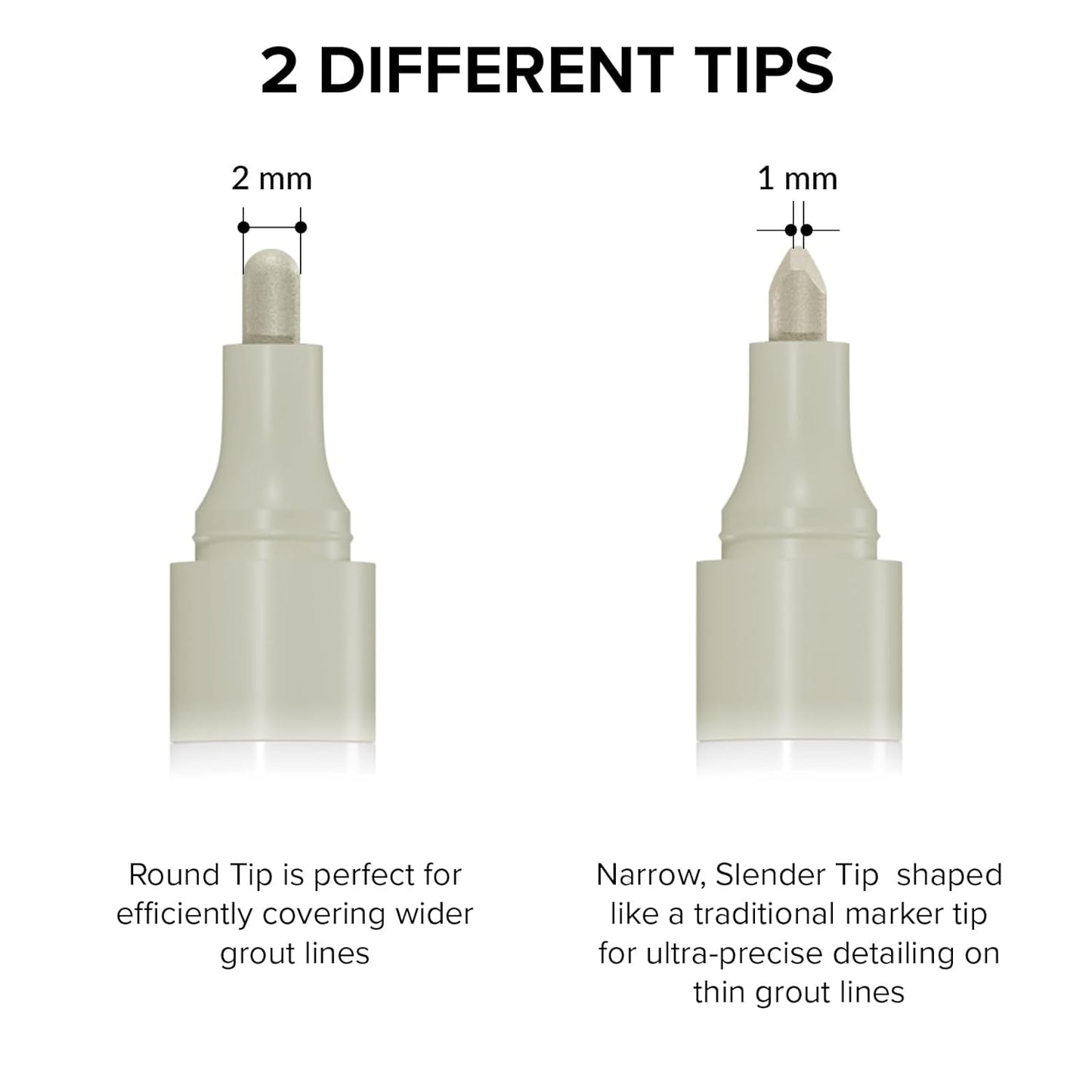 X-Protector Water Based Grout Marker - 2 PCS with 8 Tips, Cream