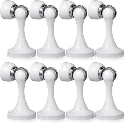 8 Pcs Magnetic Door Stoppers Stainless Steel Door Stops Magnetic Catch Holder with Screws for Wall Floor Mounted Wall Protector Hold (White)