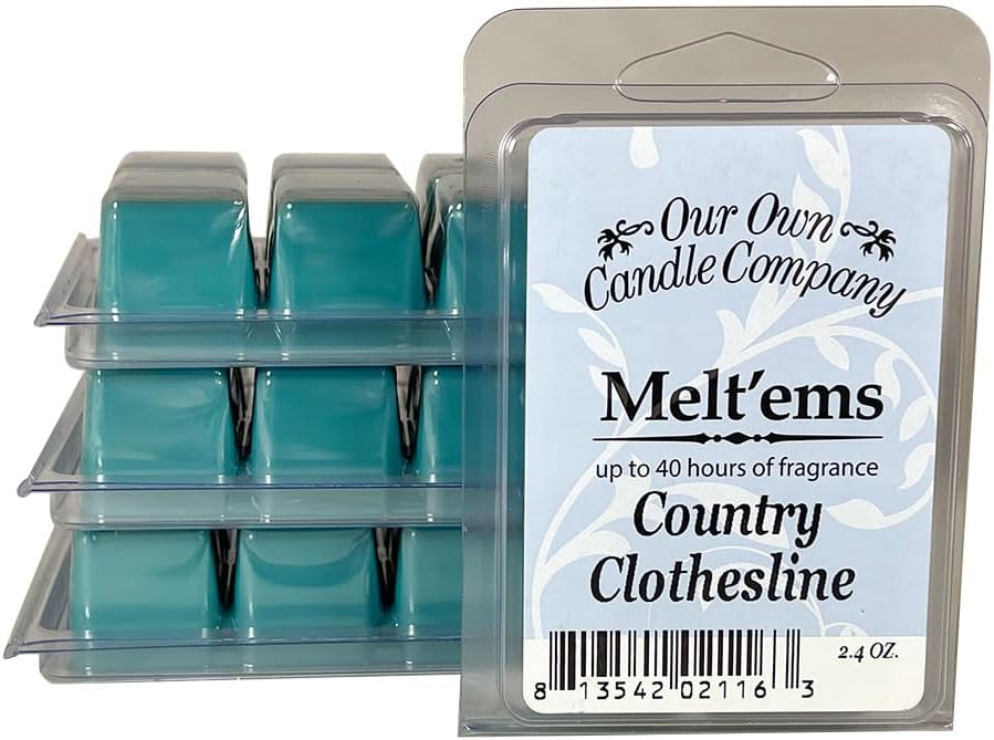 Our Own Candle Company Premium Wax Melt, Country Clothesline Scent, 6 Cubes, 2.4 oz (4 Pack)