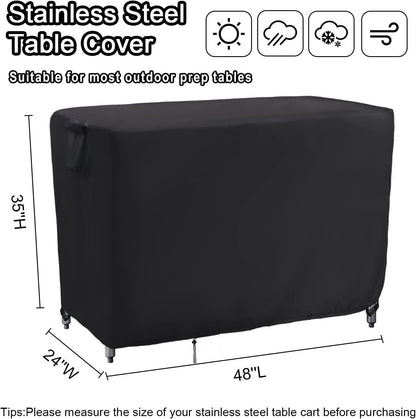 Kingling Outdoor Table Cover 48 Inch, Waterproof Stainless Steel Table Cover Metal BBQ Table Covers Weather Protection for Patio Kitchen Work/Prep Tables - 48''L x 24''W x 35''H