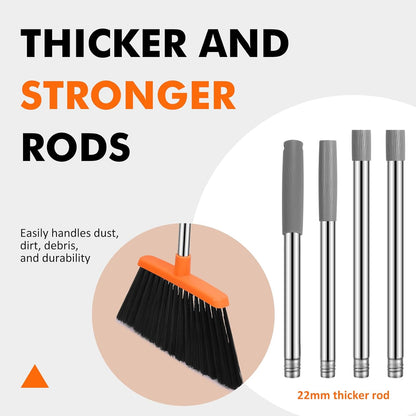 NACENA Heavy Duty Broom, 55 Inch Long Handle Outdoor Large Angle Brooms, Commercial Broom for Sweeping Indoor, for Home Garage Kitchen Office Courtyard Lobby Patio Lawn Concrete (Grey&Orange)