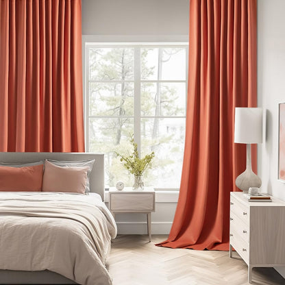 MIULEE Back Tab Burnt Orange Blackout Curtains 96 Inch Long 2 Panels Set for Bedroom, Fall Terracotta Rod Pocket/Pinch Pleated Thermal Insulated Room Darkening Light Blocking Floor to Ceiling Drapes