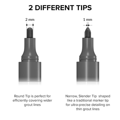 X-Protector Water Based Grout Marker - 2 PCS with 8 Tips, Light Grey