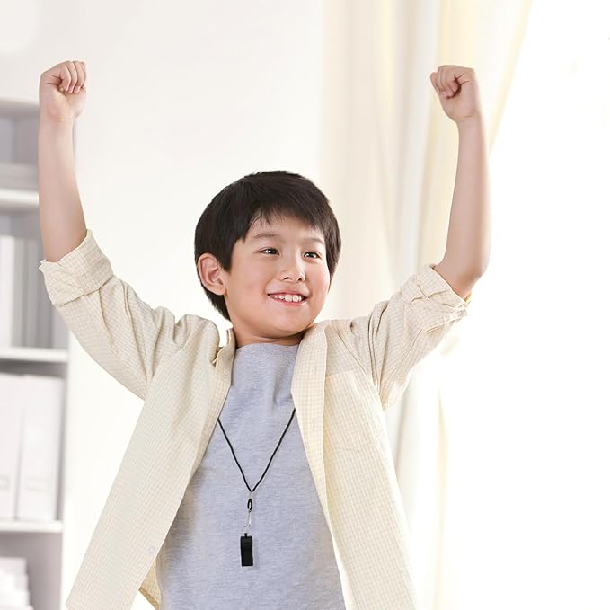 2pcs Black Abs Whistle with Lanyard Loud Outdoor Survival and Referee Whistles for Coaches Training Emergency Safety Signal Lightweight Portable Design