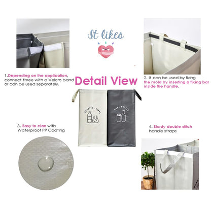 Separate Recycling Waste Bin Bags for Kitchen Home Recycle Garbage Trash Sorting Bins Organizer Waterproof Baskets Compartment Container (Set of 2 Color Pack)