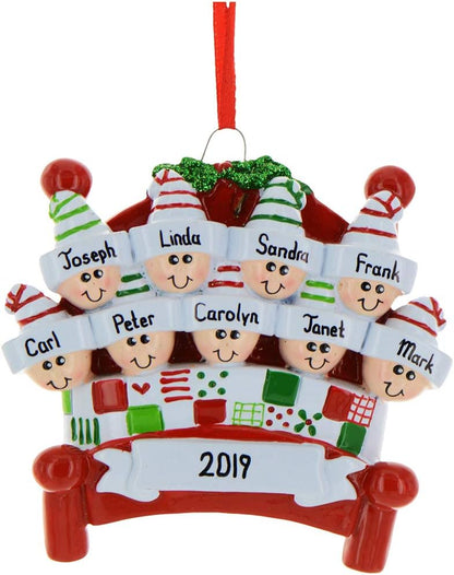 3D Bedtime Family of 9 Ornament 2025 Personalized Family Christmas Ornaments 2025 | Tucked Together Holiday Keepsake Personalized Tree Ornaments for Grandchildren Siblings & Grandkids of Nine Ornament