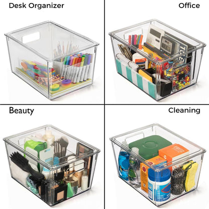 ClearSpace Plastic Storage Bins with Lids X-Large – Perfect Kitchen Organization, Desk Organizer or Pantry Storage – Desktop Organizer, Pantry Organization and Storage Bins, Cabinet Organizers