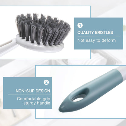 Patelai 24 Pack Kitchen Scrub Dish Brush with Long Handle Dish Scrubber with Stiff Bristles Scrub Brushes for Kitchen Dishes Washing Tools, Pots, Pans and Sink Cleaning (Celadon)