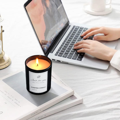 CONNOO 15 Pack 7 OZ Halloween Candle Jars with Bamboo Lids for Making Candles, Thick Black Glass Candle Jars Empty Jars in Bulk with lids - Dishwasher Safe